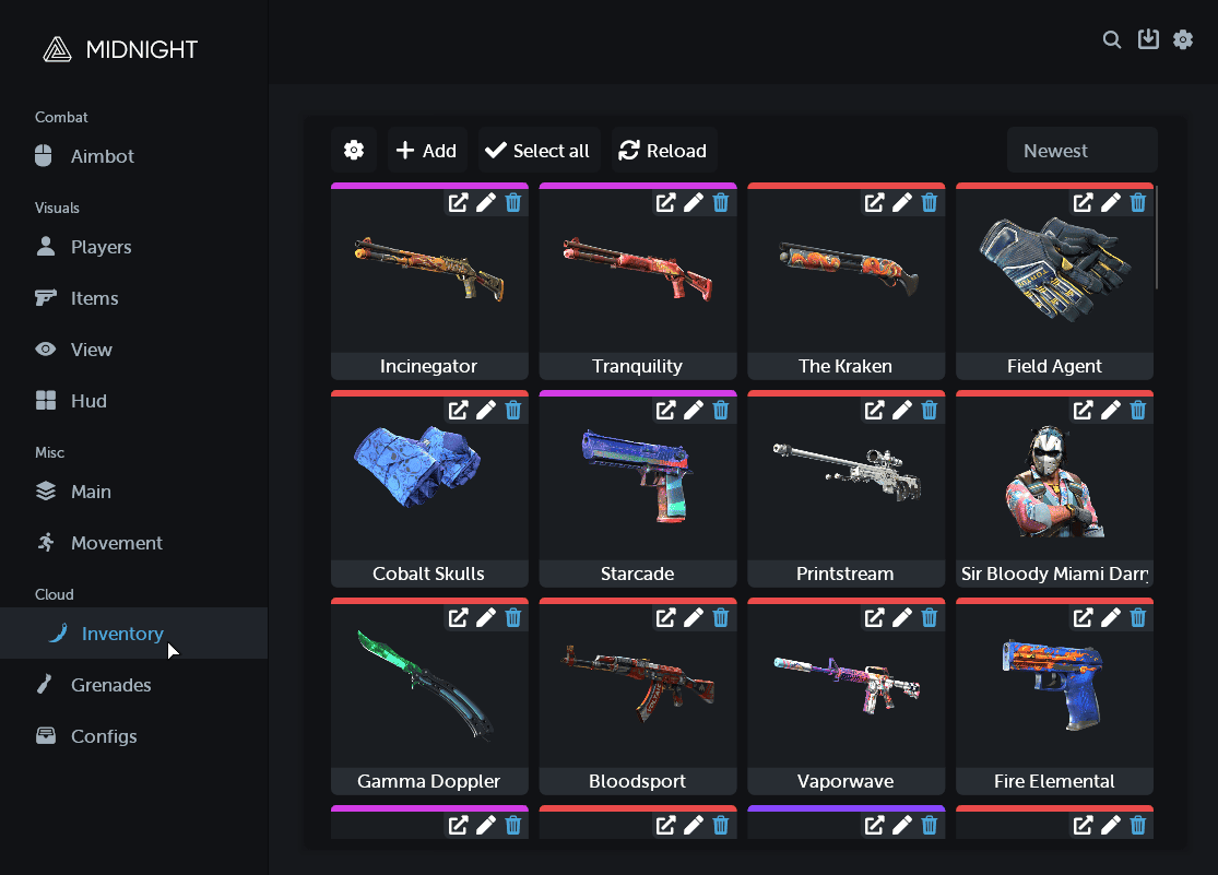 Midnight CS2 3 Inventory